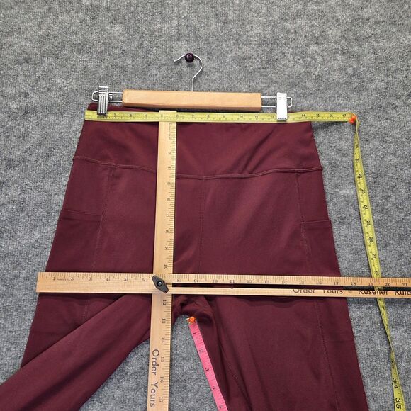OUGES Leggings Womens XL Burgundy High Waisted Yoga Pants Pockets Athletic Gym - Picture 5 of 7